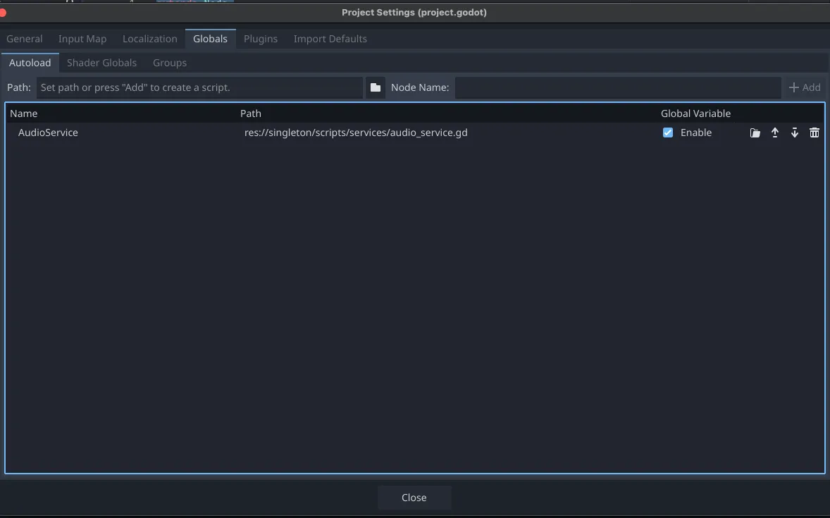 Add Autoload in Godot